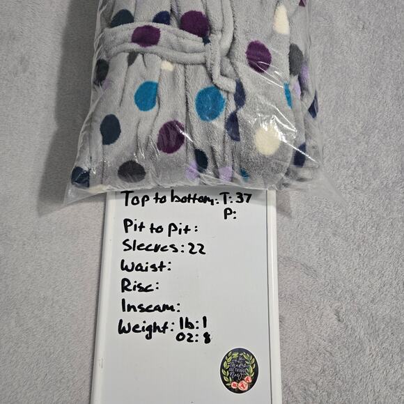 Covington Womens Polka Dot Longlined Bathrobe Size L Fluffy Comfy Soft Lounge - Picture 7 of 7